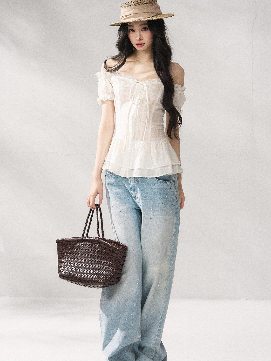 7Shiftin Cooling Breathable Light Waist Slim Women Cotton Tee Off Shoulder Crop Tops