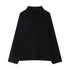 RUN TO THE FUTURE Lyocell Wool Blend Commuter Loose Fit Henley Classic Black Long Sleeve T-Shirts