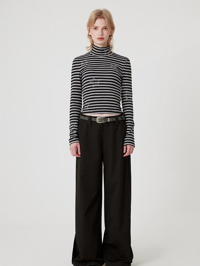 RUN TO THE FUTURE Original Pocketed Low Rise Zip Fly Stretch Black Women Straight Pants