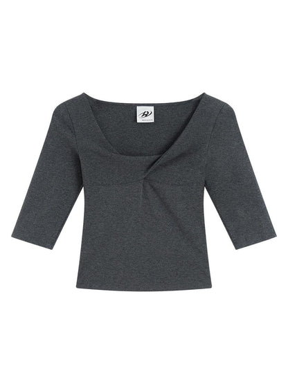 RUN TO THE FUTURE Moisture Wicking Casual Slim Panel Crew Neck Solid Grey Short Sleeve T-Shirts