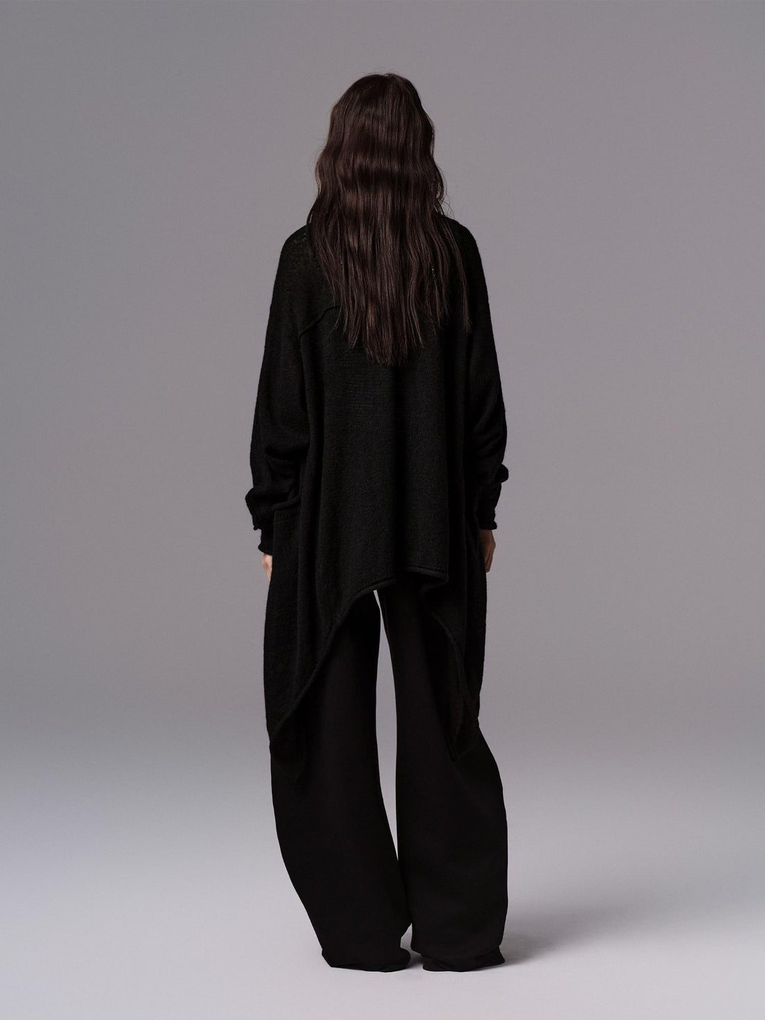 Low pixel Cozy Wool Blend Gothic Oversized Open Front Knit Women Black Cardigans