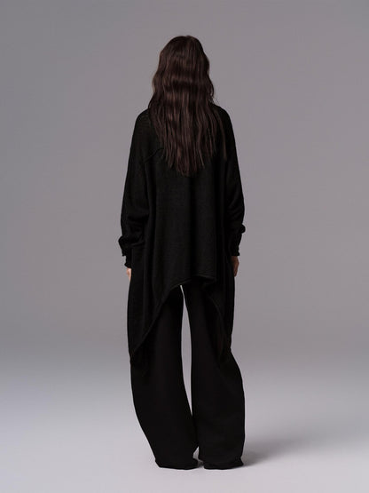 Low pixel Cozy Wool Blend Gothic Oversized Open Front Knit Women Black Cardigans