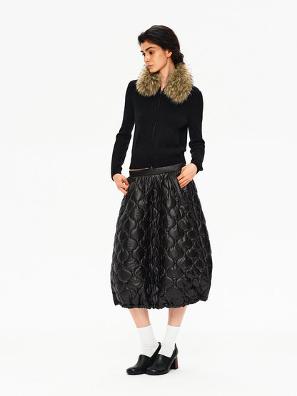 Northbutsouth Black And White Gourd Pattern Quilted Drawstring Hem Women&
