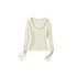OuttheBlue Viscose Cotton Knit Slim Cropped U Neck Casual Women Travel Long Sleeve T-Shirts