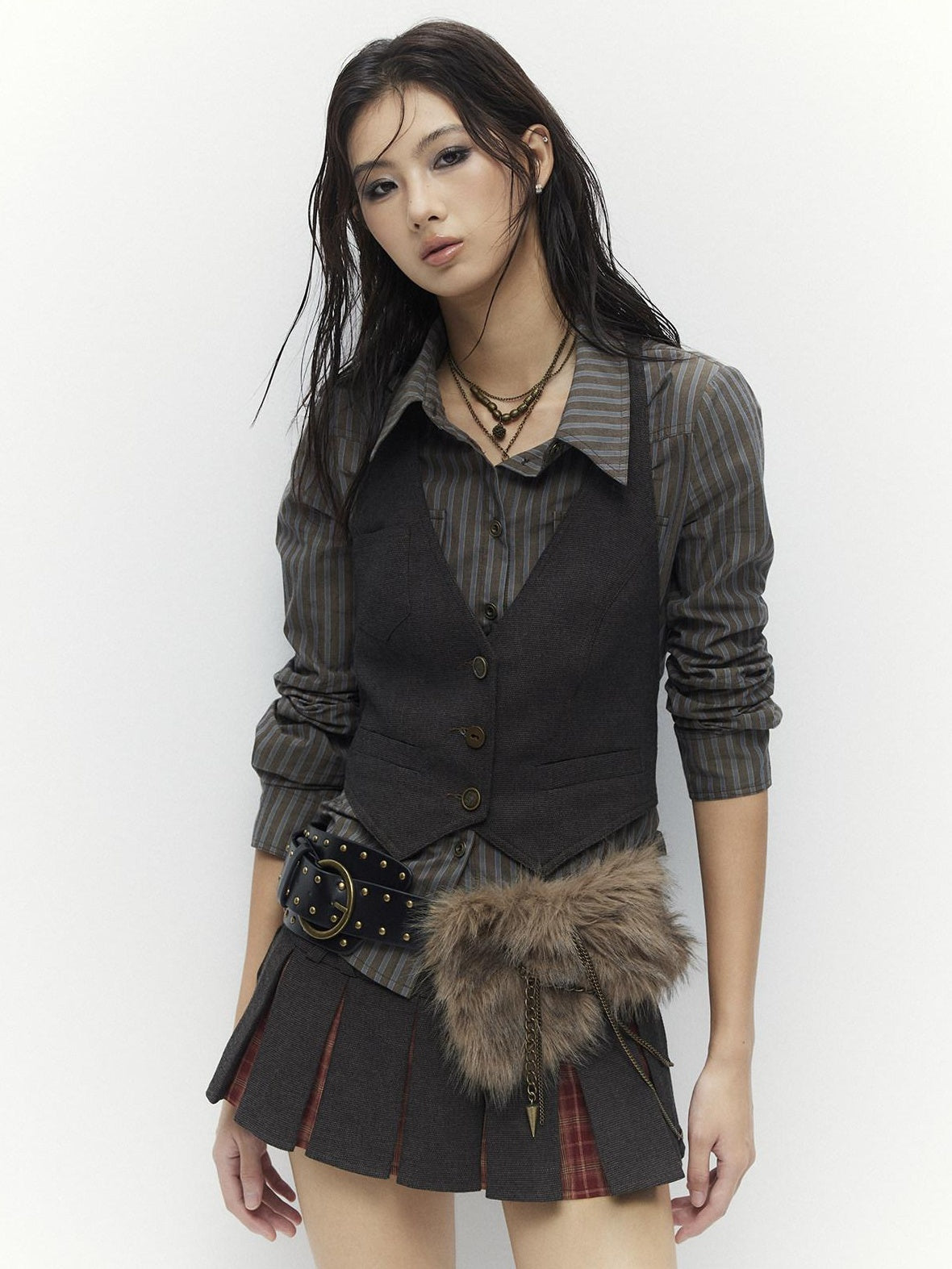 Low pixel Breathable Cotton Vintage Fitted Striped Button Long Sleeve Women Shirts