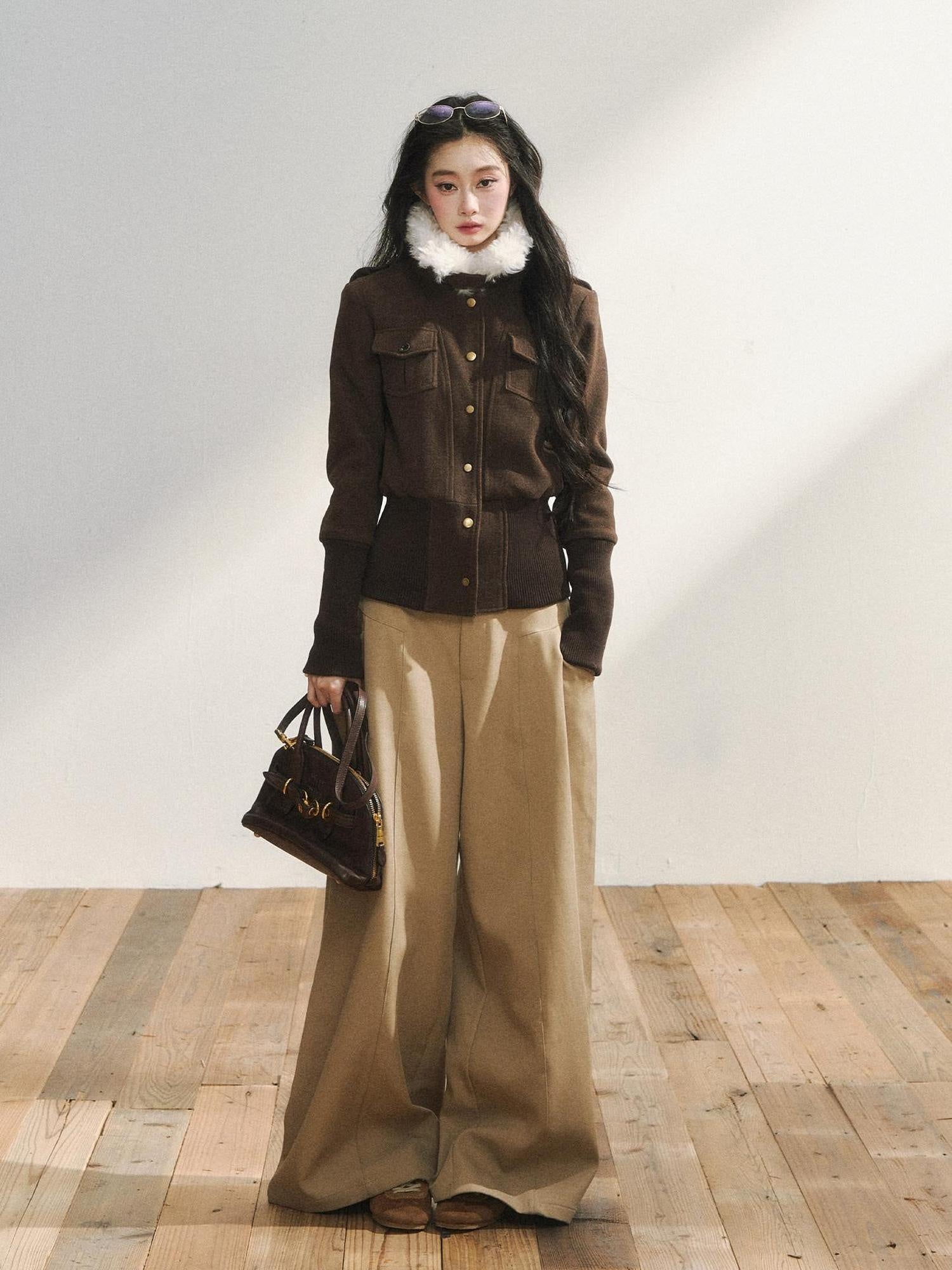 7Shiftin Low Waist Casual Straight Cut Khaki Women Everyday Versatile Wide Leg Pants