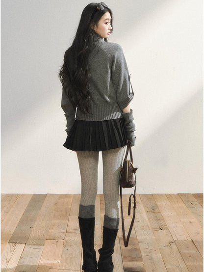7Shiftin Cozy Vintage Slim Fit Turtleneck Pullover Women Plaid Knitwear Tops Sweaters