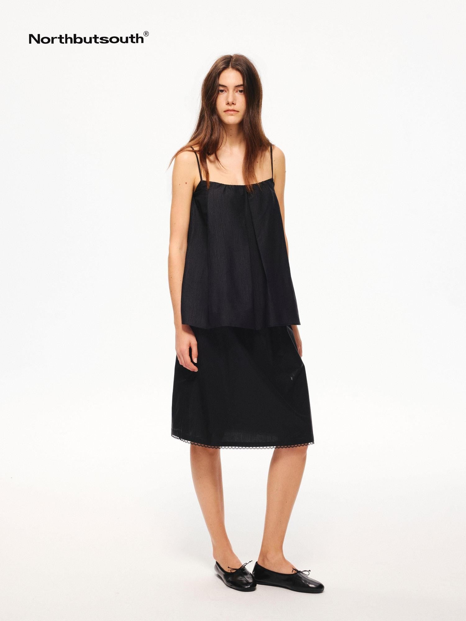 Northbutsouth Lace Panel Pleated A Line Elastic Waist Casual Women&