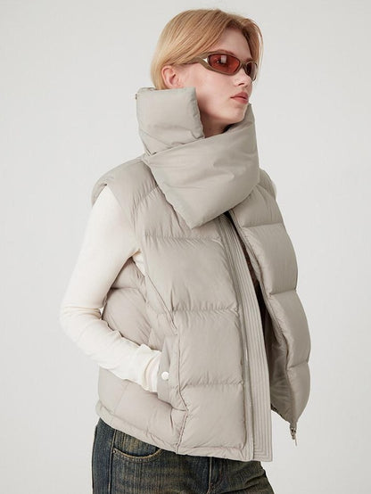 RUN TO THE FUTURE 90 Percent White Down Sleeveless Cropped Straight Korean Women Down Jackets