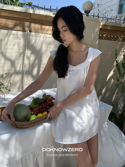 DKZ OFFICIAL White Doll Collar A Line Two Piece Women&