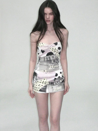 The NeverMore Cute Floral Print Sweet Slim Fit Regular Length Off White Sizes S M L Tube Tops