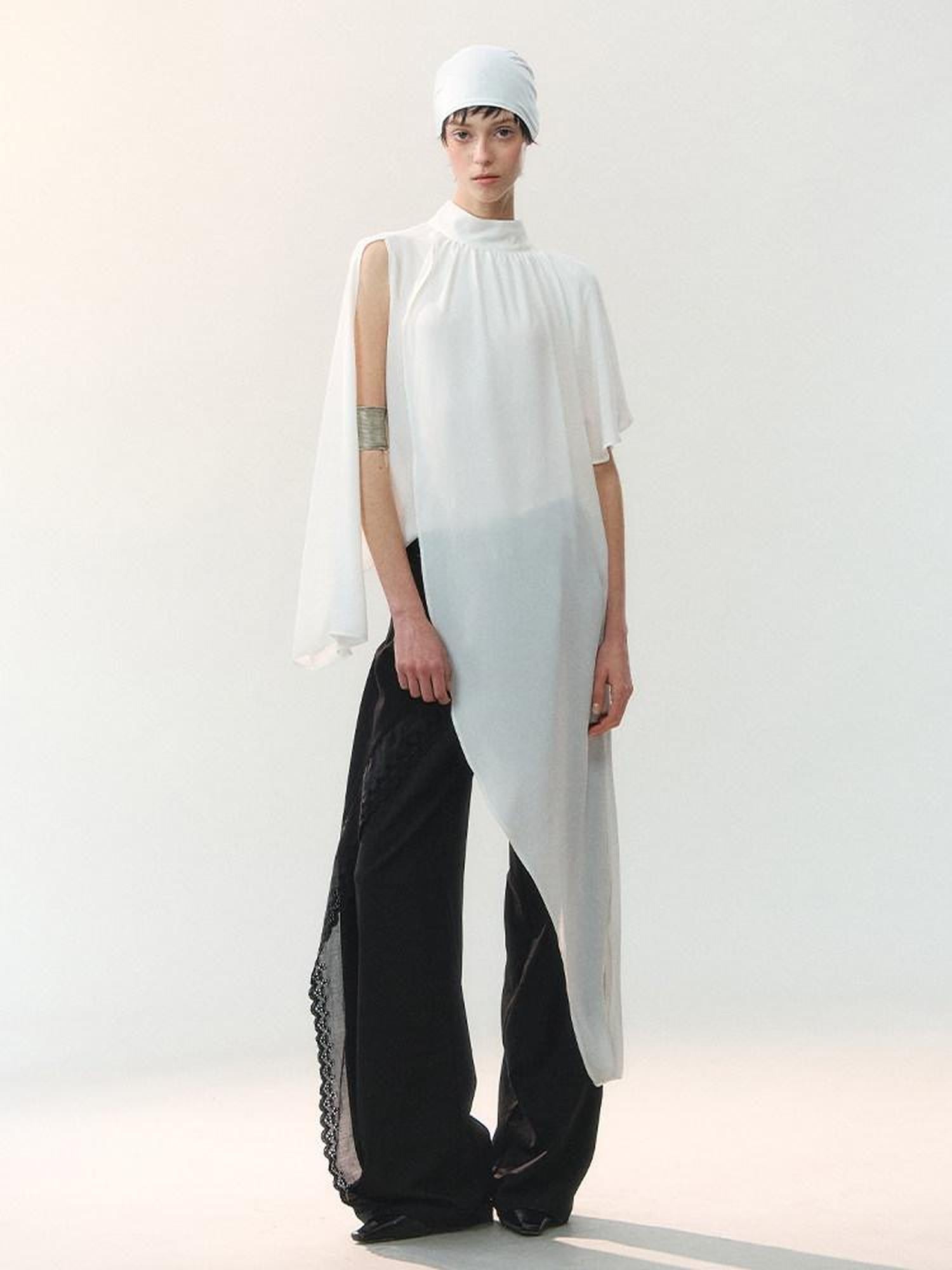 AnnoMundi Night Shadow Airy Draped Asymmetrical Layered Sheer Women&