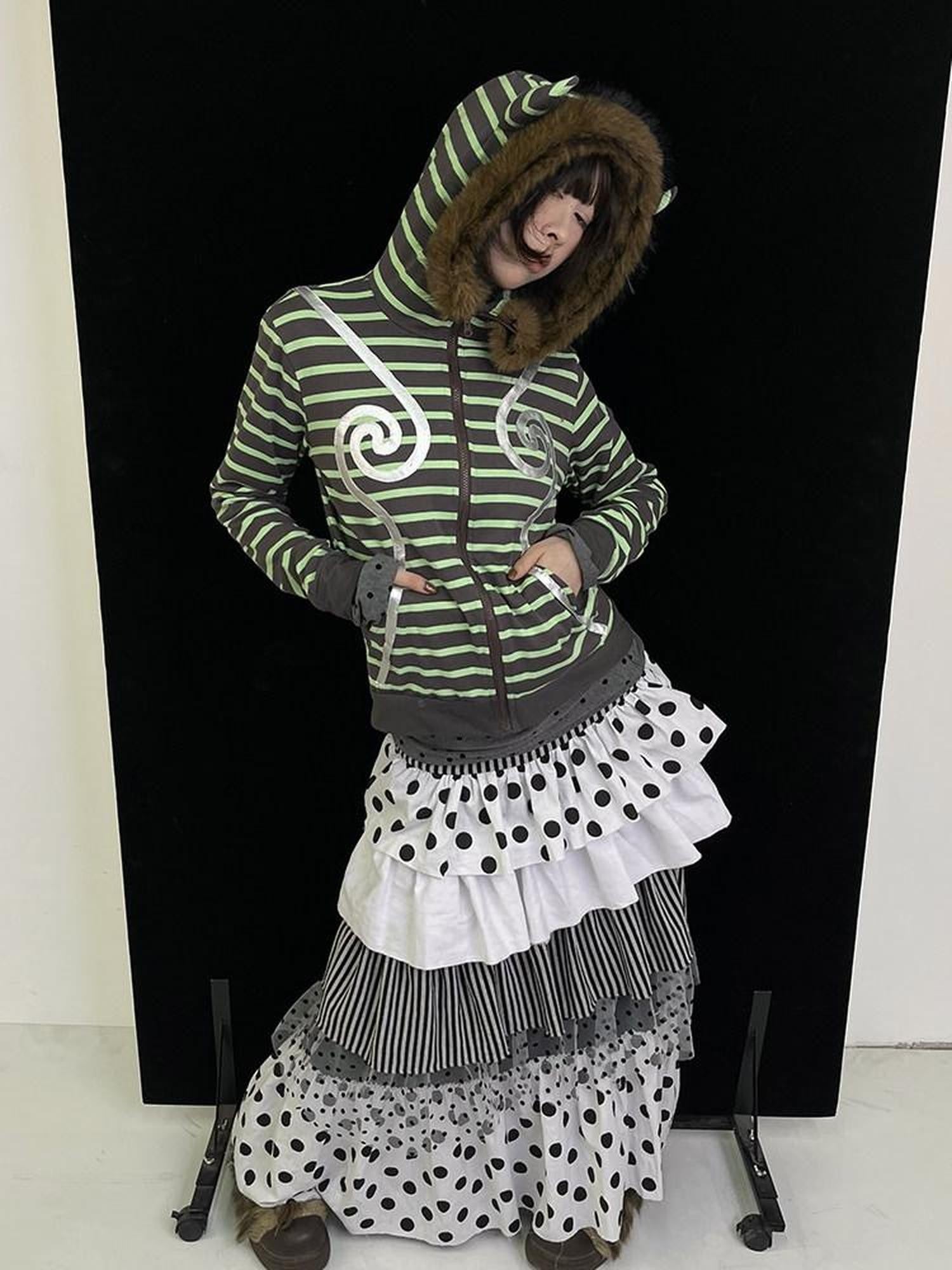 Ttsunami Silver Swirl Striped Fur Collar Zipper Slim Women&