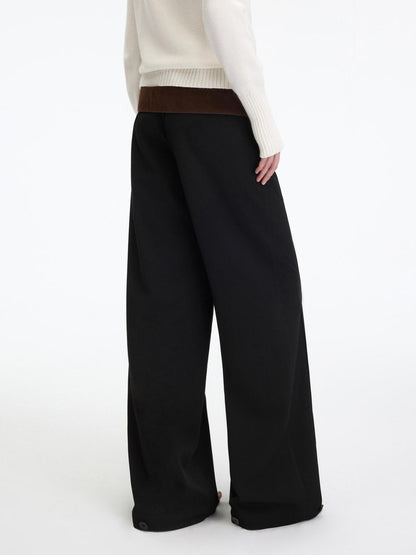 RUN TO THE FUTURE Minimalist Low Rise Wide Leg Long Vintage Black Straight Fit Straight Pants