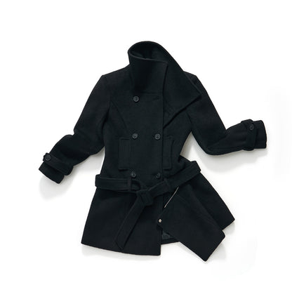 7Shiftin_Detachable_Wool_Casual_Cinched_Waist_Double_Breasted_Women_Black_Short_Coat_MISSTT