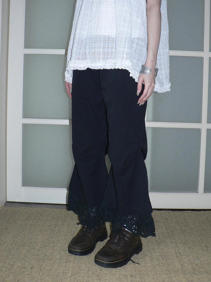 ang project Vintage Japanese Patchwork Cutout Lace Pleated Women&