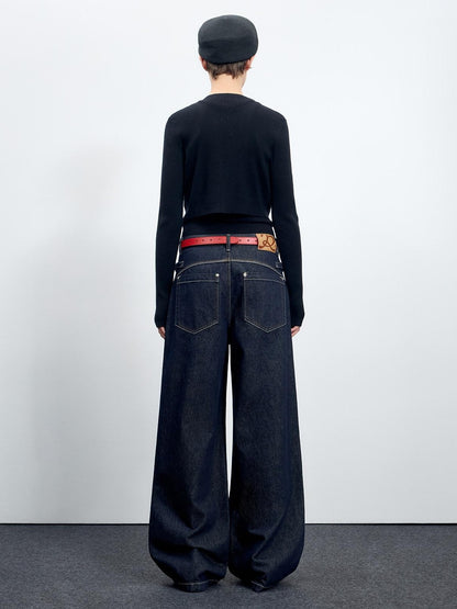 RUN TO THE FUTURE Washed Casual Loose Fit Natural Waist Womens Denim No Stretch Straight Jeans