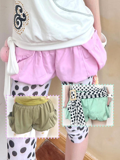 nit alcove High Waist Pockets Elastic Loose Straight Workwear Stretch Mid-Length Shorts