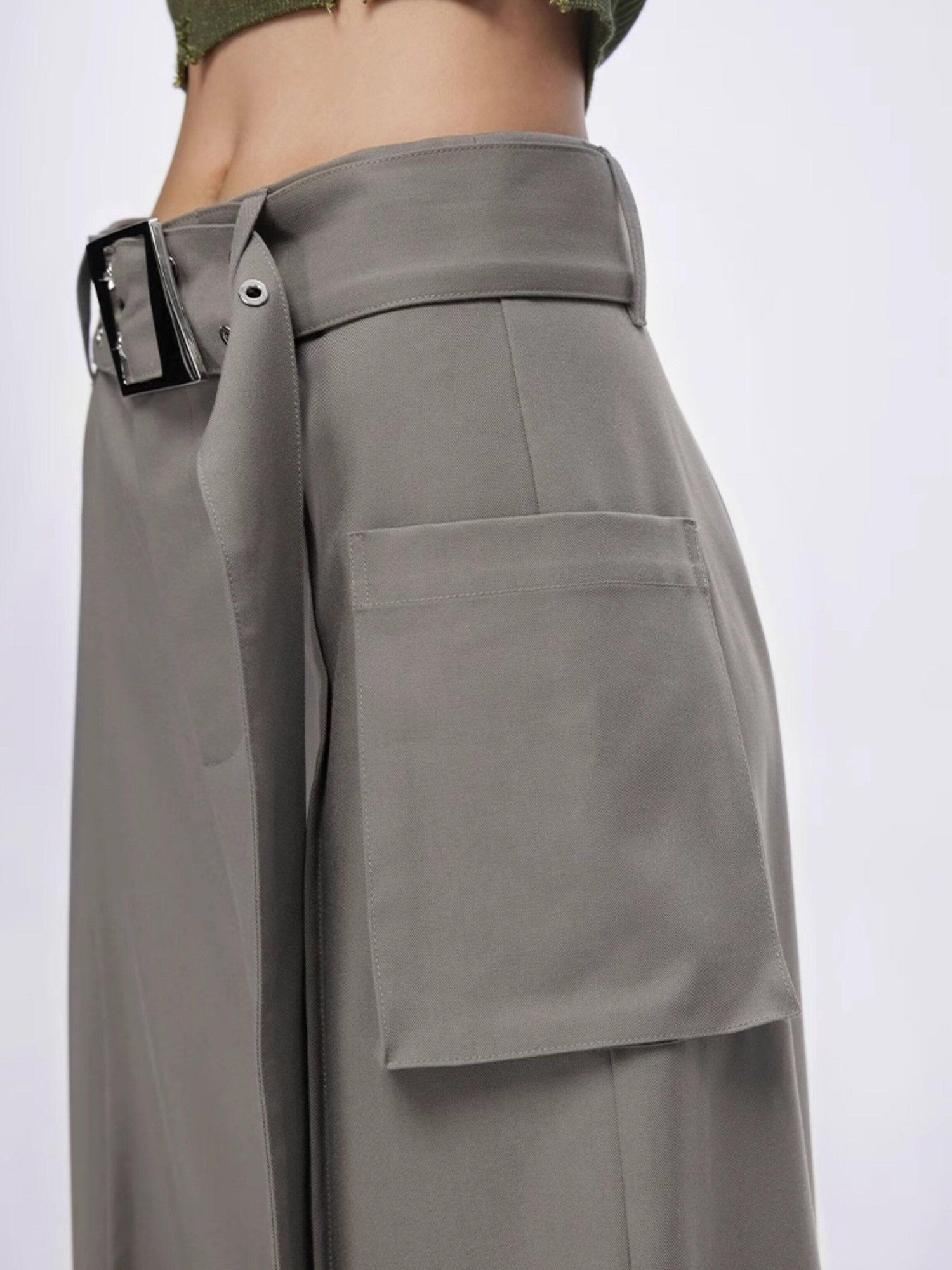 DKZ OFFICIAL Drapey Asymmetrical High Waist Pocket Women&