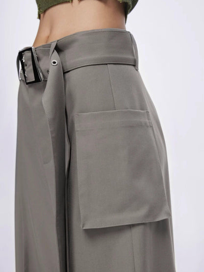 DKZ OFFICIAL Drapey Asymmetrical High Waist Pocket Women&