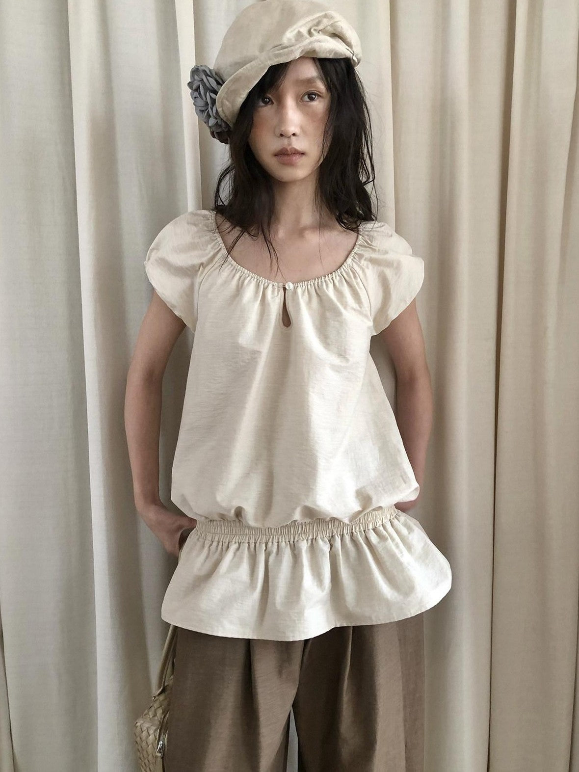 Dorydory Ivory Vintage Puff Sleeve Women&