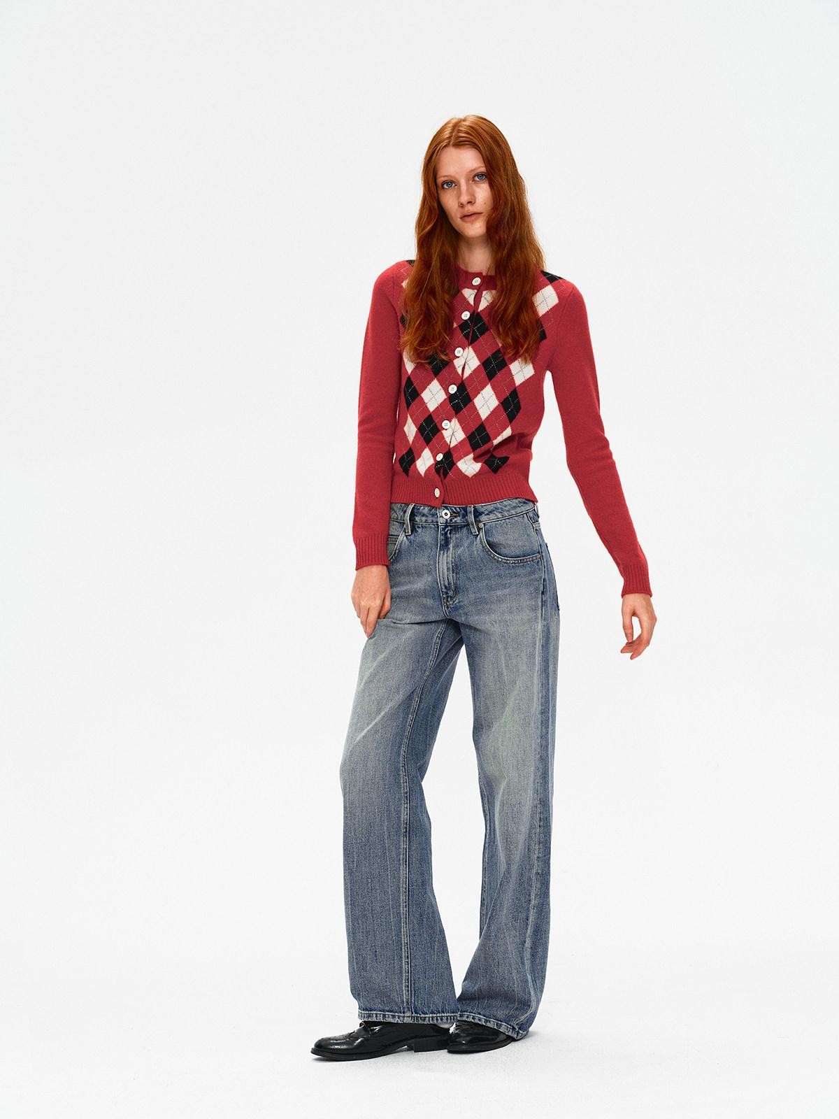 Northbutsouth Three Color Diamond Contrast Slim Fit Women&