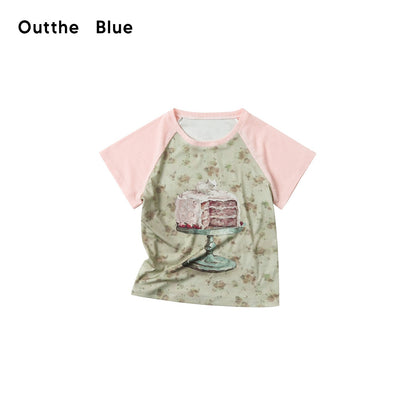OuttheBlue_Pink_Textured_Patchwork_Raglan_Food_Print_Women&