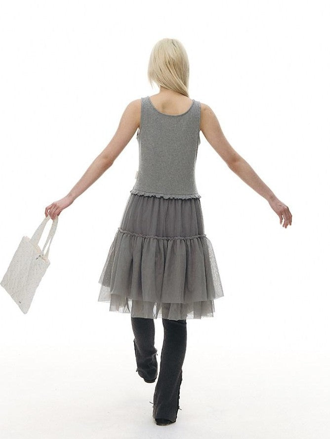 NAPSNAPS Tulle Spliced Knit Vest Women&