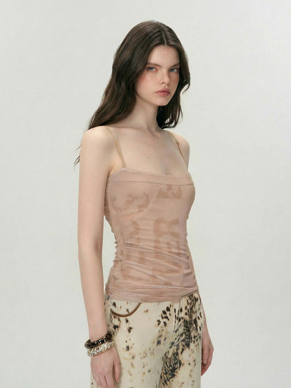 The NeverMore Tencel Blend Slim Fit Spaghetti Strap Letter Print Women Everyday Camisoles