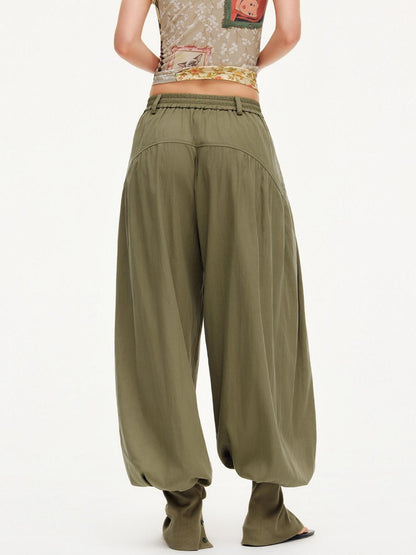 OuttheBlue Moss Green Solid Drapey Elastic Cuffed Women&