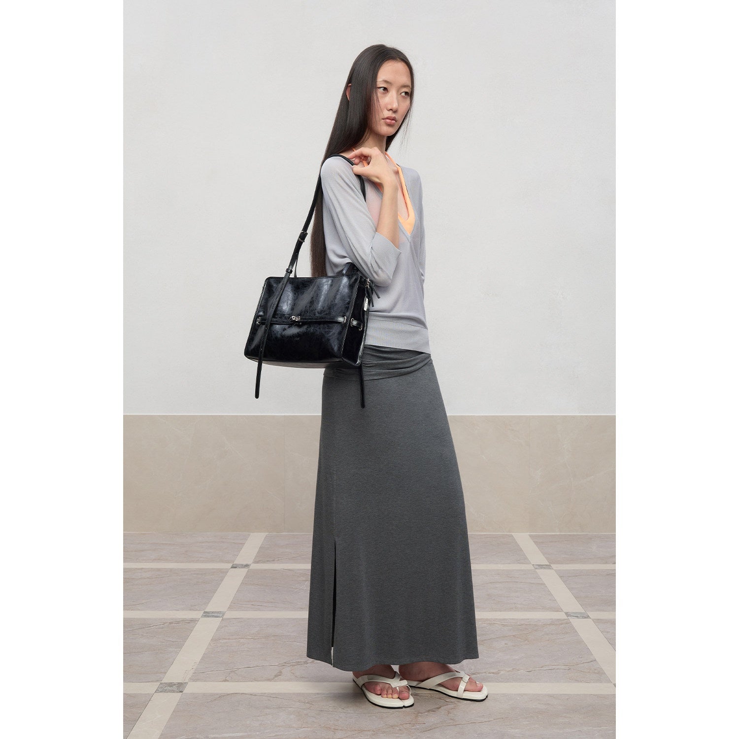 RUN TO THE FUTURE Lyocell Stretch Ruched Princess Midwaist Women City Commute Maxi Skirts