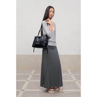 RUN TO THE FUTURE Lyocell Stretch Ruched Princess Midwaist Women City Commute Maxi Skirts