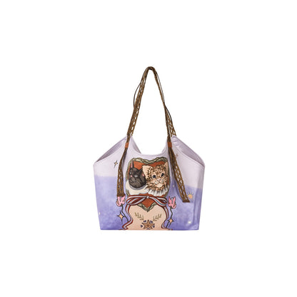 OuttheBlue_Cute_Cat_Print_Light_Purple_Roomy_Square_Double_Strap_Shoulder_Women_Tote_Bags_MISSTT