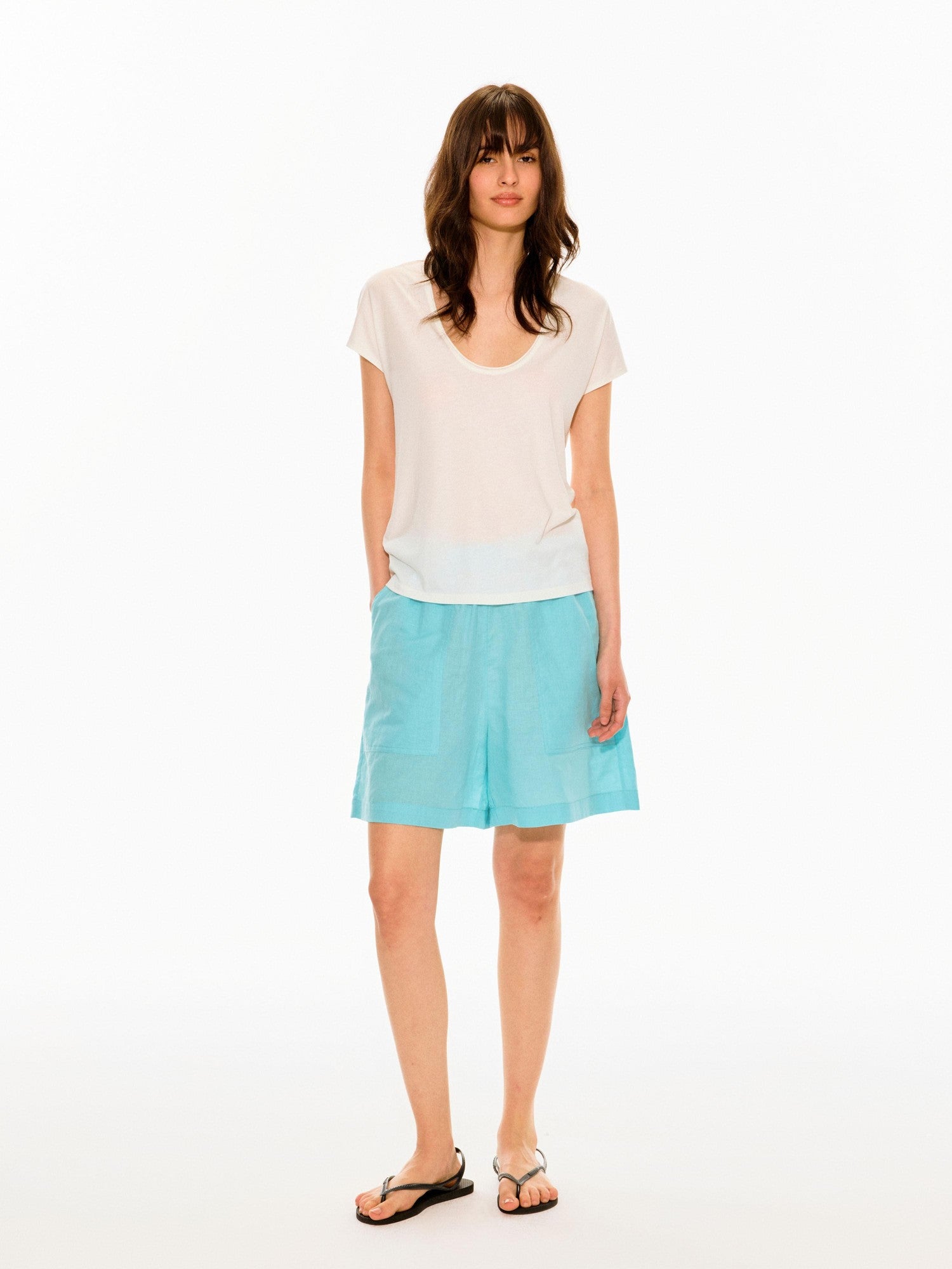 Northbutsouth Multicolor Rolled Hem U Neck Loose Women&