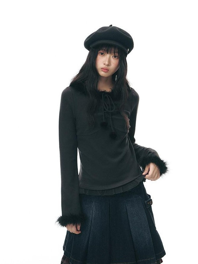 NAPSNAPS Deep Gray White Fuzzy Splice Women&