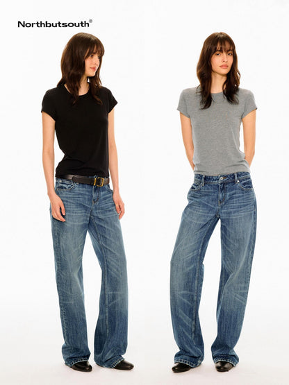 Northbutsouth Multicolor Round Neck Slim Crop Women&