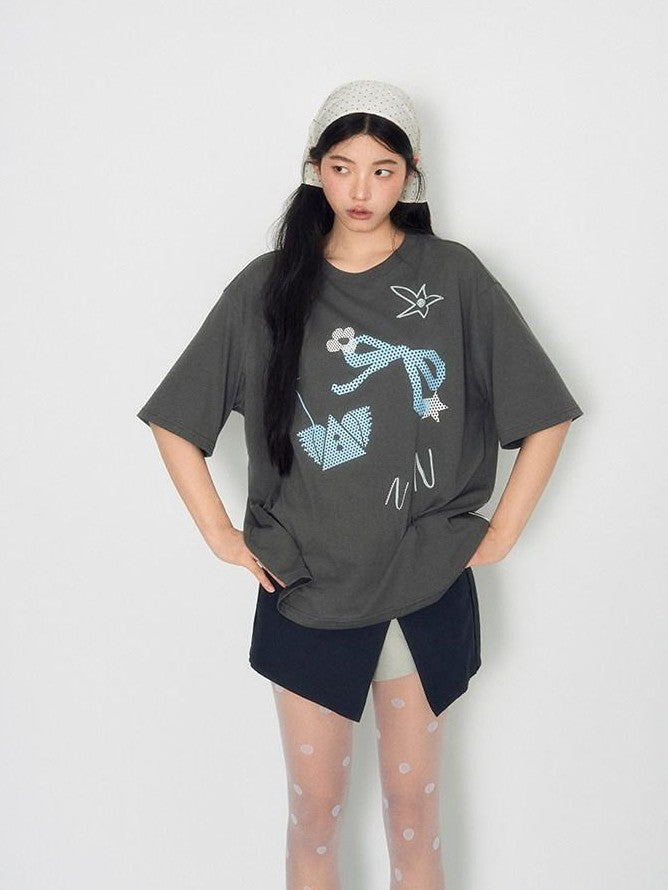 NAPSNAPS Rhinestone Print Loose Women&
