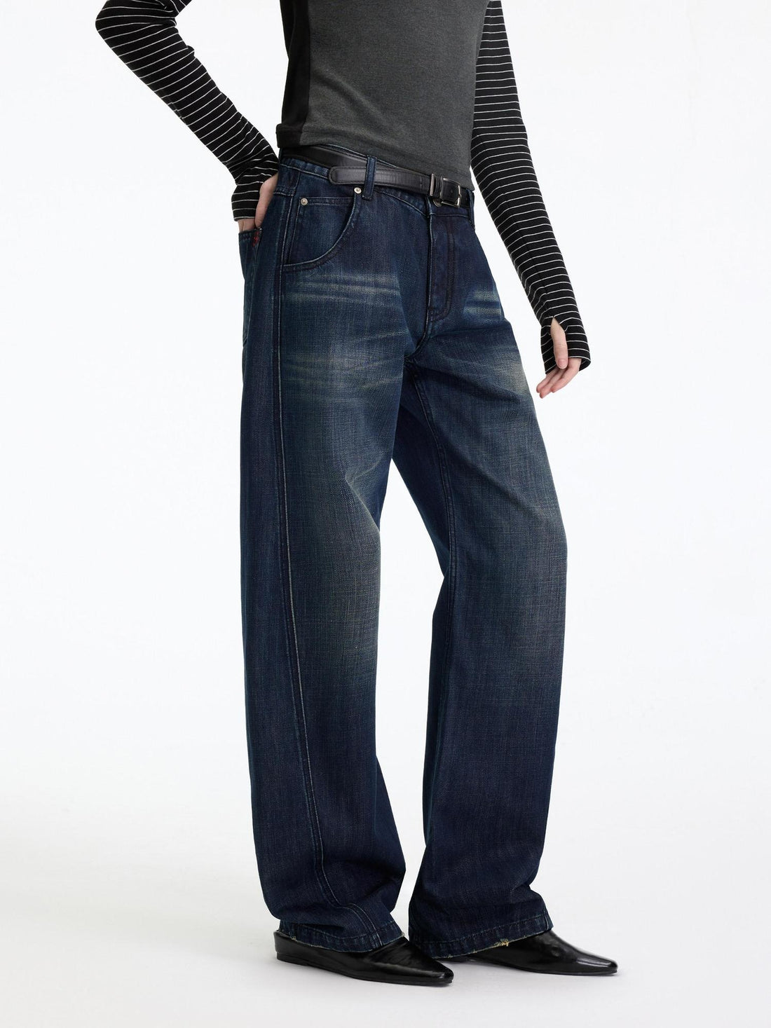RUN TO THE FUTURE Vintage Washed High Cotton Relaxed Mid Low Waist Women Zip Fly Straight Jeans