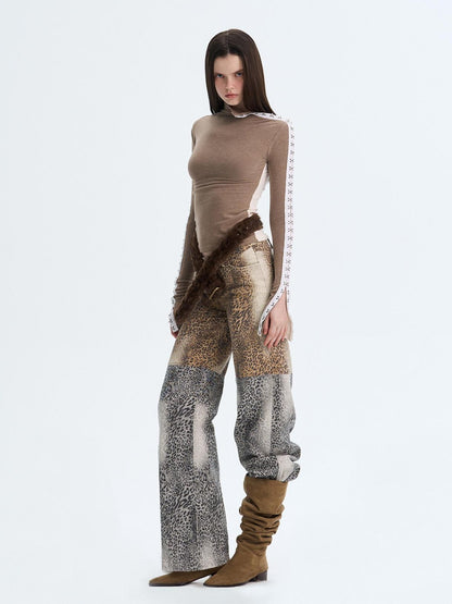 The NeverMore Brushed Viscose Spandex Sexy Slim Half Open Collar Long Sleeve Crop Tops