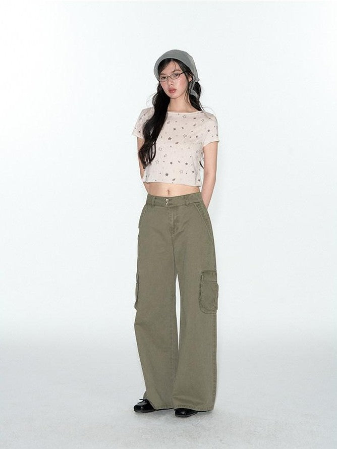 NAPSNAPS Star Print Asymmetric Slanted Shoulder Women&