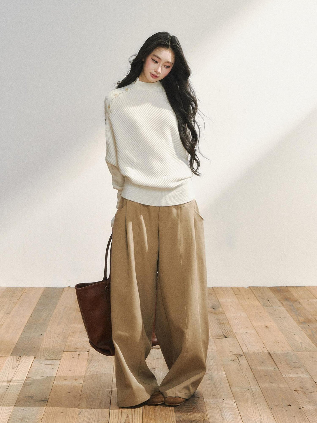 7Shiftin Low Waist Casual Straight Cut Khaki Women Everyday Versatile Wide Leg Pants