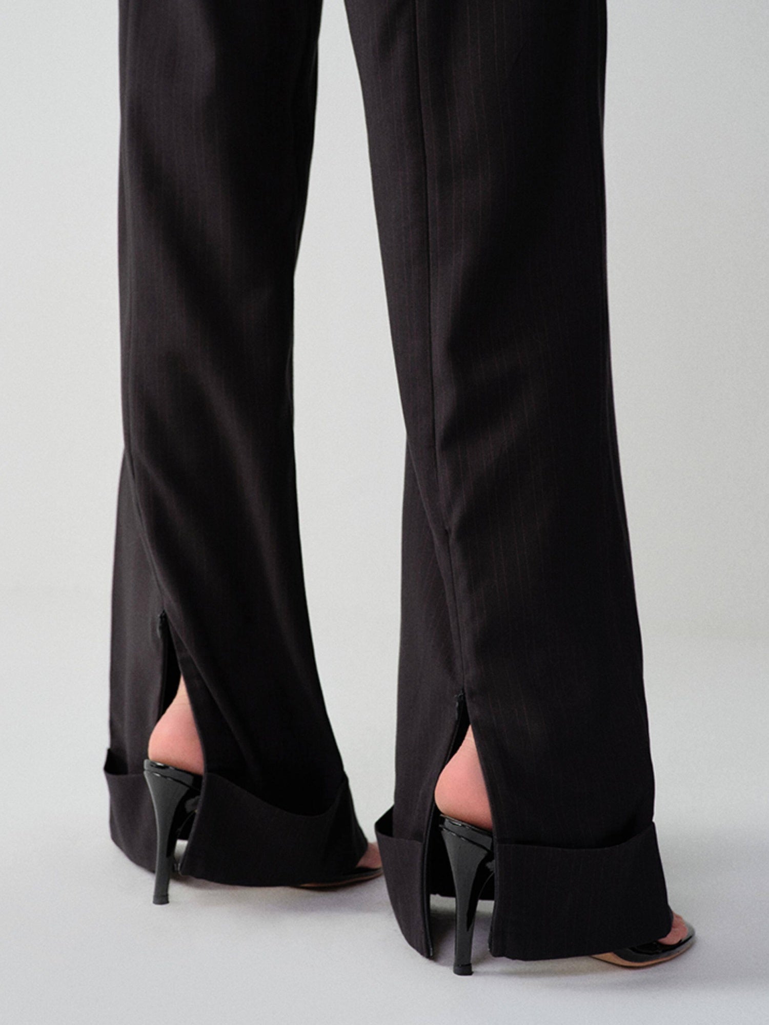 RUN TO THE FUTURE Low Waist Zip Fly Minimalist Relaxed Wide Leg Black Red Stripe Straight Pants