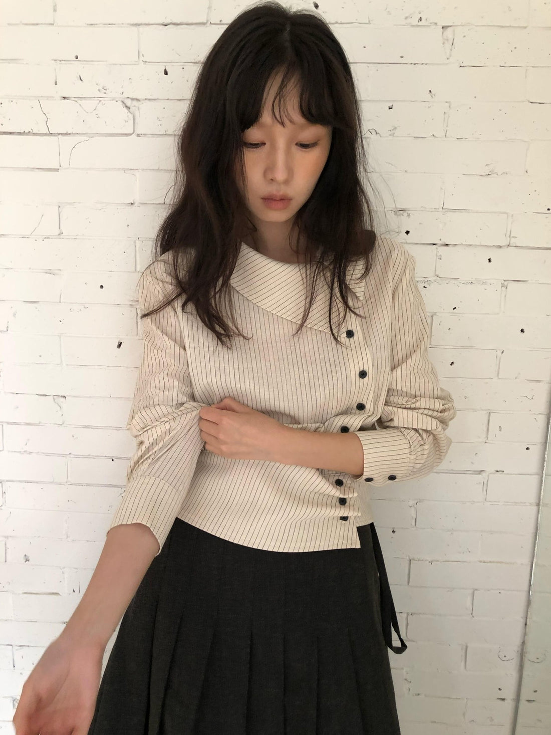 Dorydory Striped Asymmetric Cropped Slim Waist Women&
