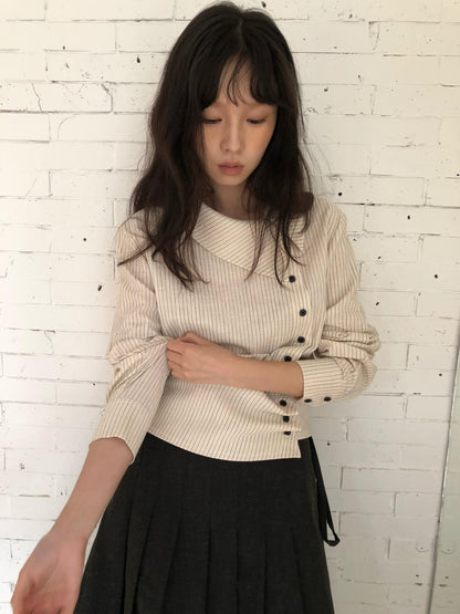 Dorydory Striped Asymmetric Cropped Slim Waist Women&