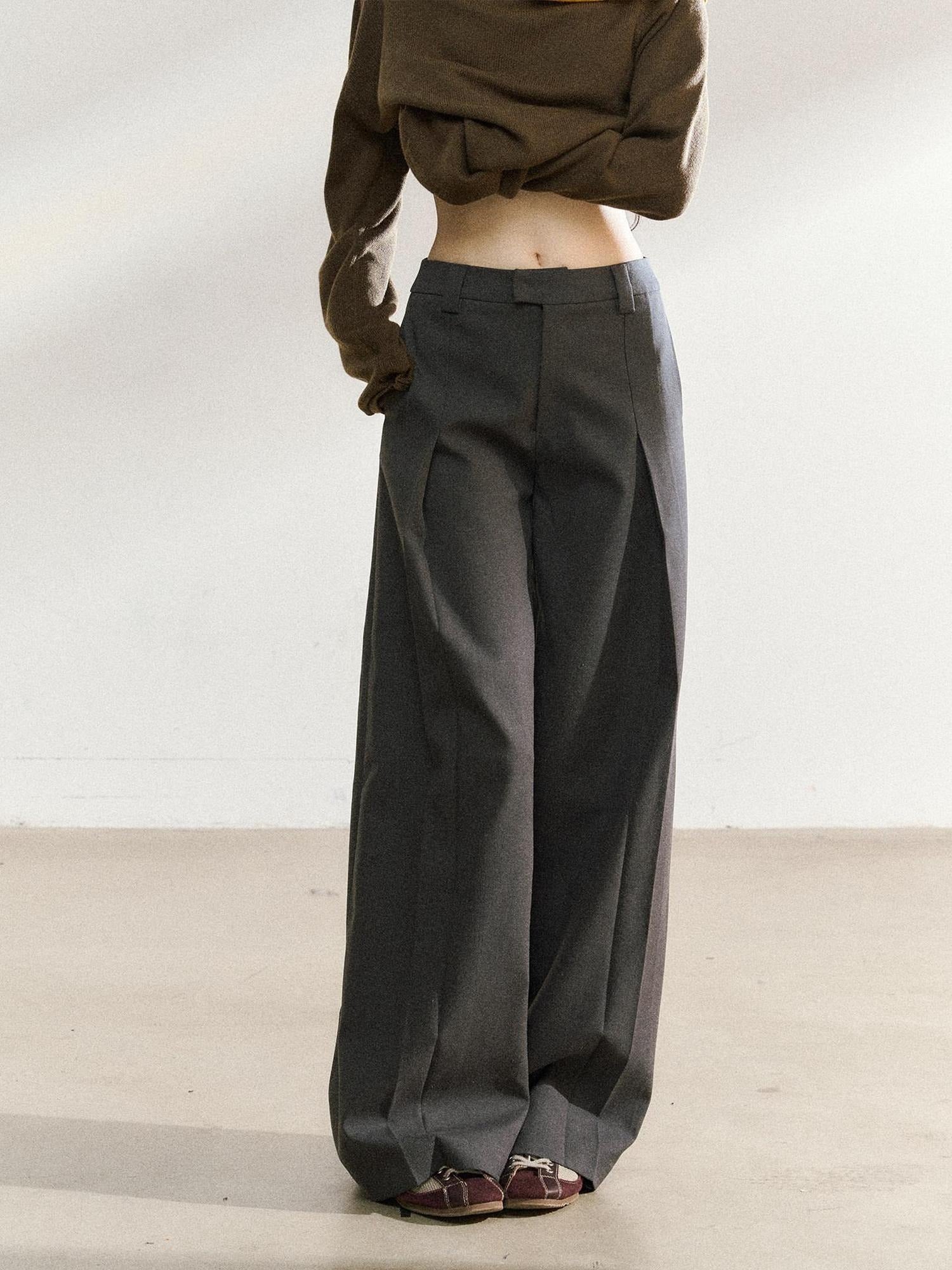 7Shiftin High Waist Commuter Straight Fit Long Dark Gray Teen Girls Straight Pants