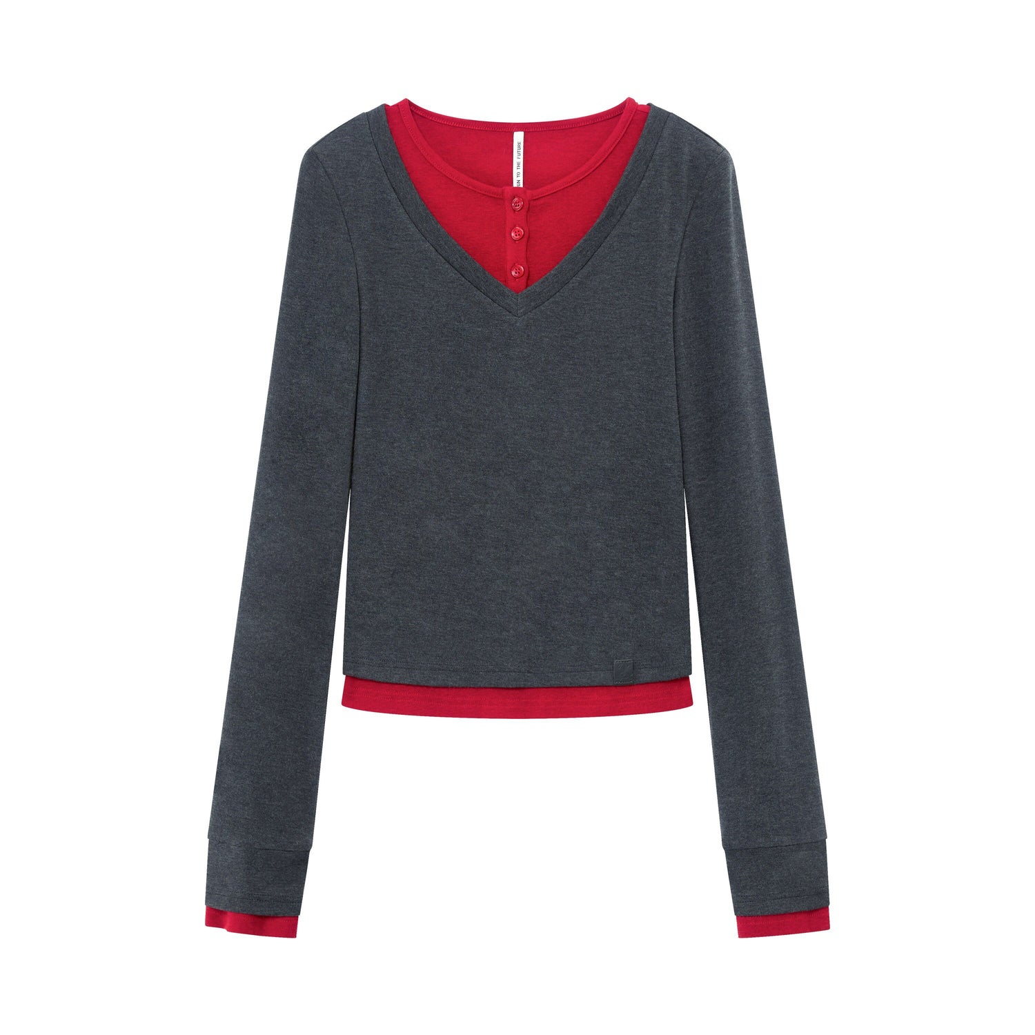 RUN TO THE FUTURE Viscose Blend Slim Fit Layered Casual Women Round Neck Long Sleeve T-Shirts