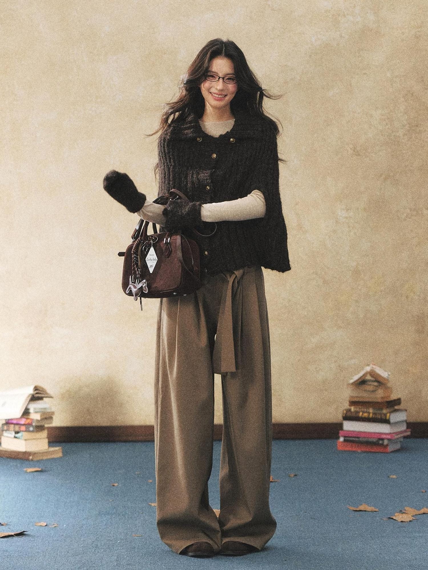 7Shiftin Cozy Button Cardigan Casual Relaxed Women Oatmeal Deep Brown Sweaters