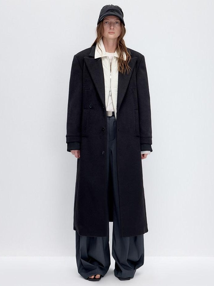 RUN TO THE FUTURE Lambswool Blend Patchwork Relaxed Fit Vintage Commuter Double Breasted Overcoats