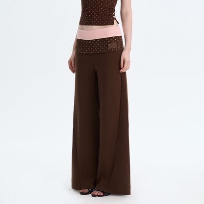 The NeverMore Polka Dot Patchwork Three Piece Long Sleeve Women Long Pants Top &amp; Pants Sets