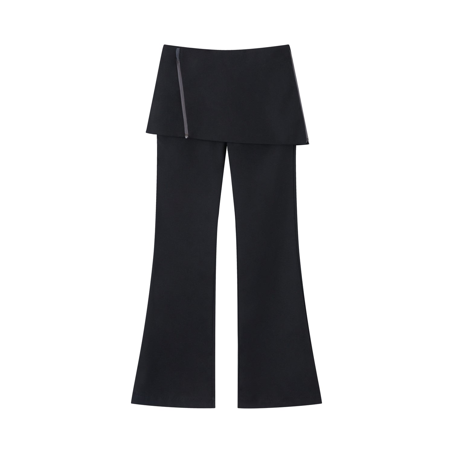 RUN TO THE FUTURE Low Waist Zip Slim Minimal Microflare Women Classic Black Flare Pants